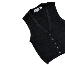 Load image into Gallery viewer, Westbound Petites Black Geometric Knit Vest | Medium - Large
