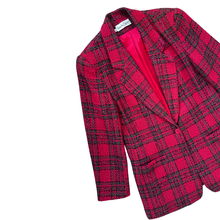 Load image into Gallery viewer, Diane Von Furstenberg Red Plaid Tweed Wool Blazer | Medium