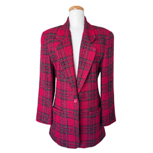Load image into Gallery viewer, Diane Von Furstenberg Red Plaid Tweed Wool Blazer | Medium