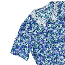 Load image into Gallery viewer, Hiroko Purple Floral Blouse with Lace Collar | Medium