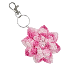 Load image into Gallery viewer, Recycled Pink Floral Crocheted Doilie Keychain / Purse Charm