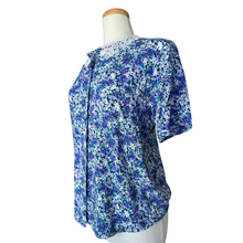 Load image into Gallery viewer, Hiroko Purple Floral Blouse with Lace Collar | Medium