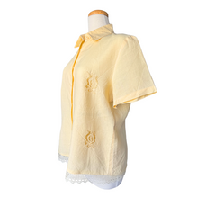 Load image into Gallery viewer, Le Gala Butter Yellow Embroidered Blouse | Medium-Large