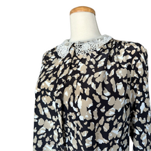 Load image into Gallery viewer, Jessica Abstract Leopard Print Blouse w/ Lace Collar | Large / Extra-Large
