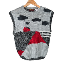 Load image into Gallery viewer, 
Vintage Red and Gray Abstract Print Knit Vest | Large 1980s-1990s