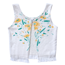 Load image into Gallery viewer, Recycled Vintage White Towel Vest with Yellow Floral Print | Medium