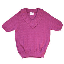 Load image into Gallery viewer, Pink Ruffled Collar Short Sleeve Knit Sweater | Medium