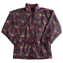 Load image into Gallery viewer, Vintage 1990s Purple and Green Abstract Print Fall  Winter Jacket  Small Medium