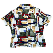 Load image into Gallery viewer, Vintage 1990s Multi-Colour Abstract Printed Short-Sleeve Blouse | Large / Extra-Large