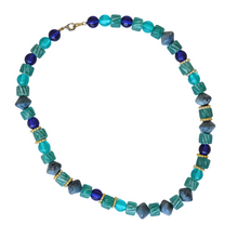 Load image into Gallery viewer, Upcycled Chucky Teal and Blue Beaded Necklace