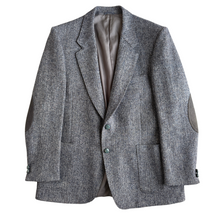 Load image into Gallery viewer, Vintage 1980s-1990s Men's Gray Harris Tweed Blazer with Suede Elbow Patches | Large