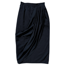 Load image into Gallery viewer, Vintage 1980s A.M. Beretta Paris Gathered Black Wool Maxi Skirt - Medium