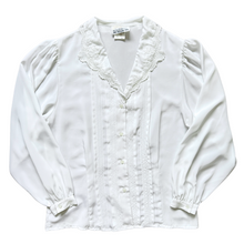 Load image into Gallery viewer, Vintage 1980s White Lace Collared Blouse | Medium-Large
