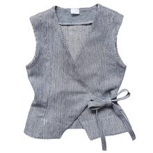 Load image into Gallery viewer, Recycled Sleeveless Striped Denim Wrap Blouse | Extra-Small