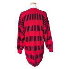 Load image into Gallery viewer, Tric-Trac Red and Black Abstract Long Cardigan | Large / Extra-Large