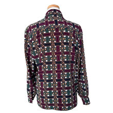 Load image into Gallery viewer, Alia Burgundy Green and Navy Graphic Blouse | Large