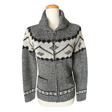 Load image into Gallery viewer, Wind River Gray Wool Blend Zip-up Cowichan Sweater | Small