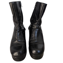 Load image into Gallery viewer, 70s Black Leather Platform Boots | M 7, W 8