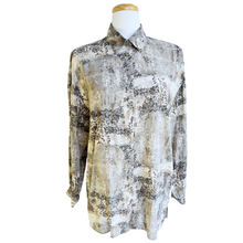 Load image into Gallery viewer, Neutral Tones Abstract and Floral Blouse | Medium -Large