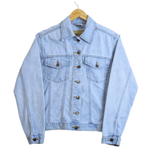 Load image into Gallery viewer, Up-cycled Hand Embroidered Denim Jacket with Roses, Daisies and Foliage (Vintage Embroidery) | Small
