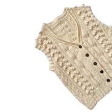 Load image into Gallery viewer, Chunky Knit Wool Vest with Black Floral Buttons | Medium