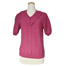 Load image into Gallery viewer, Pink Ruffled Collar Short Sleeve Knit Sweater | Medium