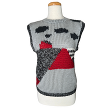 Load image into Gallery viewer, Red and Gray Abstract Print Knit Vest | Large
