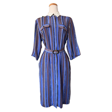 Load image into Gallery viewer, Striped Collared Shirt Dress with Ornate Belt | Medium
