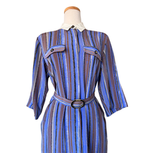 Load image into Gallery viewer, Striped Collared Shirt Dress with Ornate Belt | Medium
