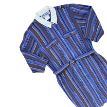 Load image into Gallery viewer, Striped Collared Shirt Dress with Ornate Belt | Medium