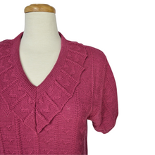 Load image into Gallery viewer, Pink Ruffled Collar Short Sleeve Knit Sweater | Medium