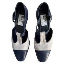 Load image into Gallery viewer, Esprit Leather and Burlap Square Toe Mary Janes | 6.5