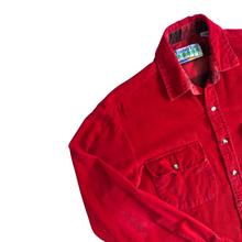 Load image into Gallery viewer, Red Corduroy Button Down Shirt | Small-Medium