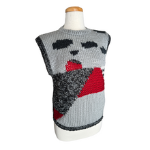 Load image into Gallery viewer, Red and Gray Abstract Print Knit Vest | Large