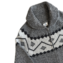 Load image into Gallery viewer, Wind River Gray Wool Blend Zip-up Cowichan Sweater | Small