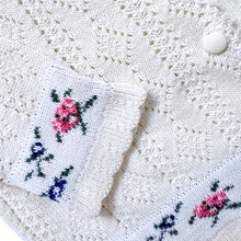 Load image into Gallery viewer, Two Roads White Cardigan with Floral Trim | Small -Medium