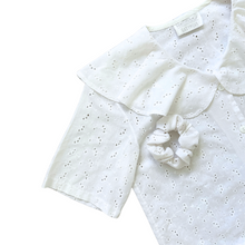 Load image into Gallery viewer, White Eyelet Blouse with Oversized Ruffle Collar | Small-Medium