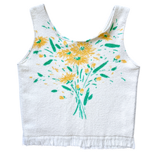 Load image into Gallery viewer, Recycled Vintage White Towel Vest with Yellow Floral Print | Medium