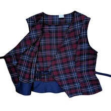 Load image into Gallery viewer, Recycled Sleeveless Navy Plaid Wrap Blouse | Large