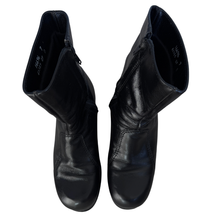 Load image into Gallery viewer, 70s Black Leather Platform Boots | M 7, W 8