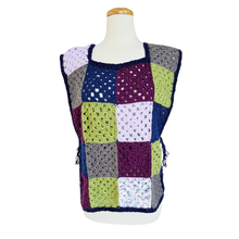 Load image into Gallery viewer, Up-Cycled Hand Crafted Dark Hues Granny Square Vest | One Size