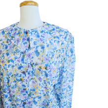 Load image into Gallery viewer, Blue Yellow and Purple Floral Blouse with Peter Pan Collar | M