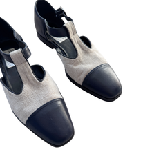 Load image into Gallery viewer, Esprit Leather and Burlap Square Toe Mary Janes | 6.5