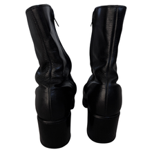 Load image into Gallery viewer, 70s Black Leather Platform Boots | M 7, W 8