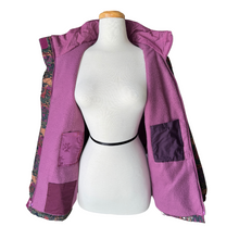 Load image into Gallery viewer, Purple and Green Abstract Print Fall / Winter Jacket | Small-Medium