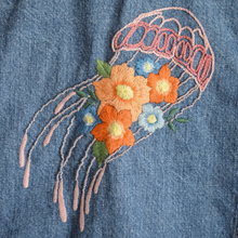 Load image into Gallery viewer, Up-cycled Hand Embroidered Jellyfish Denim Jacket | M