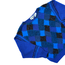 Load image into Gallery viewer, Lara Ferrante Blue Patchwork Sweater with Angora | Large