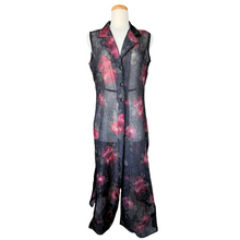 Load image into Gallery viewer, Sheer Black Rose Printed Collared Dress Overshirt | Large