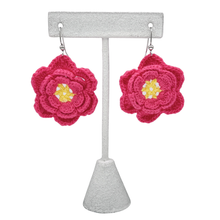 Load image into Gallery viewer, Recycled Pink and Yellow Floral Doilie Earrings