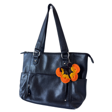 Load image into Gallery viewer, Recycled Orange, Yellow and Brown Crocheted Butterfly Keychain/Purse Charm